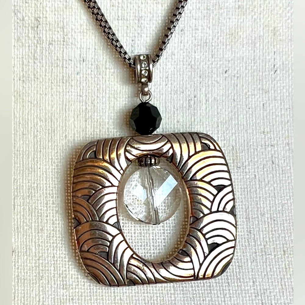 Brighton Square Pendant Necklace Geometric Design & Crystals